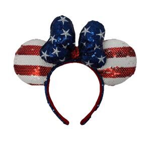 Disney Parks 4th of July Americana USA Flag Red White Blue Minnie Ears Headband